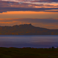 Buy canvas prints of A sunset view to Rhum and Eigg  by Chris Thaxter