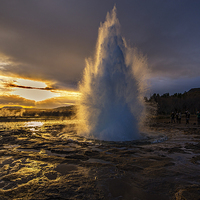 Buy canvas prints of  Geysir Sunset Iceland by Chris Thaxter