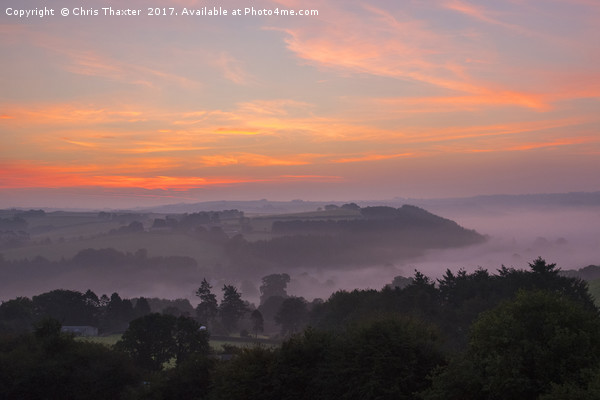 Taw Valley Misty Sunrise Picture Board by Chris Thaxter