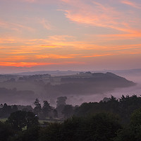 Buy canvas prints of Taw Valley Misty Sunrise by Chris Thaxter