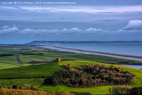 A Majestic View of St Catherines Chapel and Chesil Picture Board by Chris Thaxter