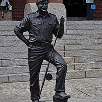 Buy canvas prints of Young Hemmingway Statue by Chris Thaxter