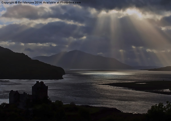 Eilean Donan Castle Sun Rays Picture Board by Bel Menpes
