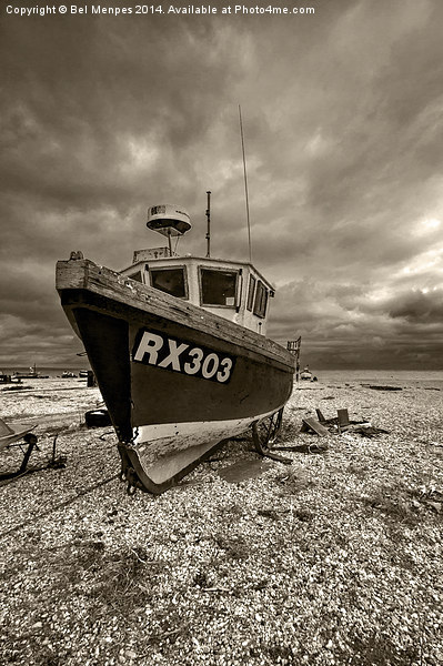 Dungeness Boat under Cloudy Skies Picture Board by Bel Menpes