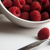 Buy canvas prints of Bowl of raspberries by Elaine Young