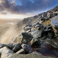 Buy canvas prints of Kinder Downfall Sunset by James Grant