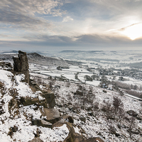 Buy canvas prints of  Curbar Edge Winter Sunset by James Grant