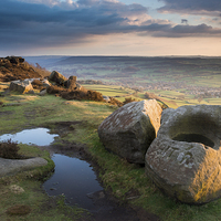 Buy canvas prints of  Baslow Edge Sunset by James Grant