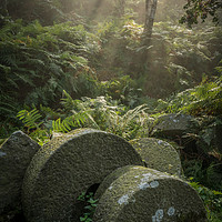 Buy canvas prints of Bolehill Millstones in the Mist - by James Grant
