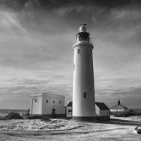 Buy canvas prints of Hurst Point Lighthouse blk/white by kelly Draper