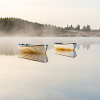 Buy canvas prints of Mirrored Misty Loch by Stuart Jack