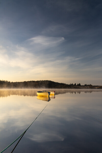 Reflections of Sunrise on Loch Rusky Picture Board by Stuart Jack
