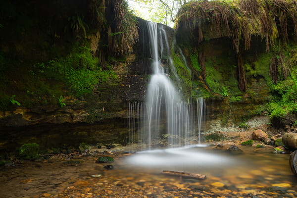 Enchanting Maspie Den Waterfall Picture Board by Stuart Jack