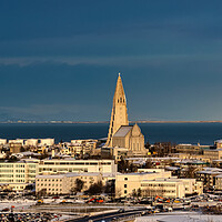 Buy canvas prints of Reykjavik city view of Hallgrímskirkja Church by Stuart Jack