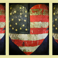 Buy canvas prints of vintage American hearts triptych by Heather Newton
