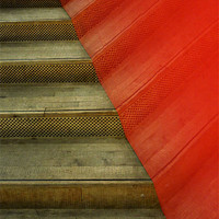 Buy canvas prints of red stairs by Heather Newton
