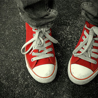 Buy canvas prints of red sneakers by Heather Newton