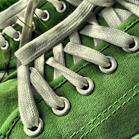 Buy canvas prints of green sneakers by Heather Newton