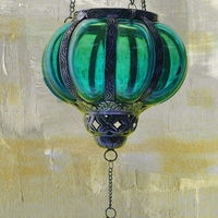 Buy canvas prints of the glass lamp by Heather Newton