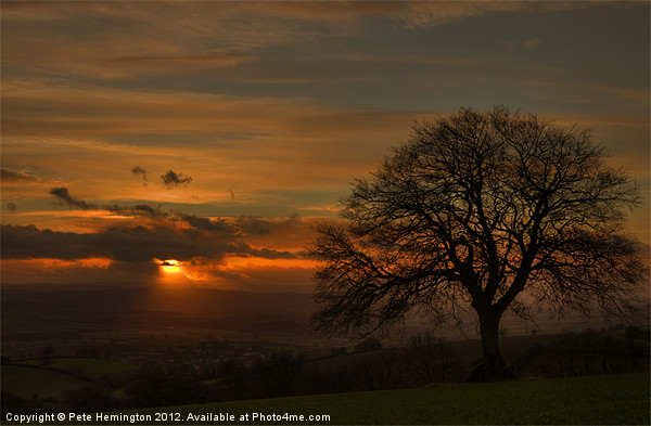 Sunset towards Dartmoor Picture Board by Pete Hemington