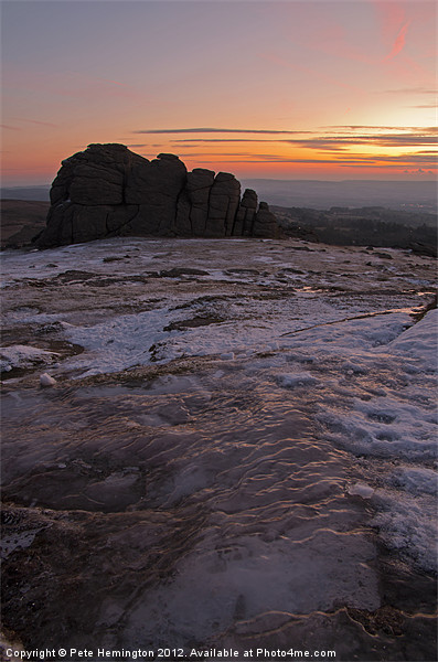 Haytor Ice and Sunrise Picture Board by Pete Hemington