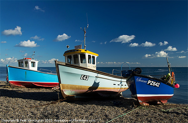 Fishing boats beached at Beer Picture Board by Pete Hemington