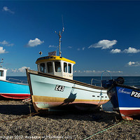 Buy canvas prints of Fishing boats beached at Beer by Pete Hemington