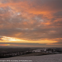 Buy canvas prints of Raddon Top sunset in the snow by Pete Hemington