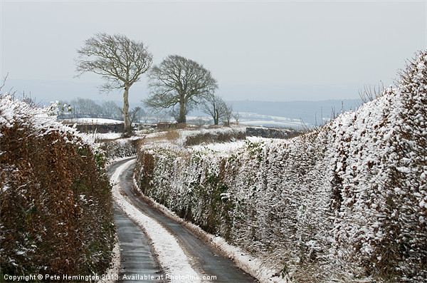 Hill top lane in snow Picture Board by Pete Hemington