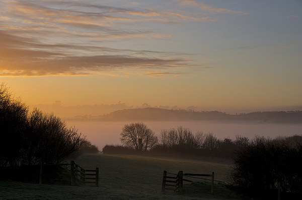 Sunrise over the Culm Valley Picture Board by Pete Hemington