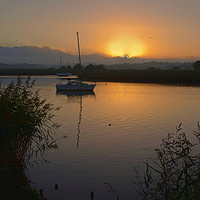 Buy canvas prints of Sunset on Exe Estuary at Topsham in Devon by Pete Hemington