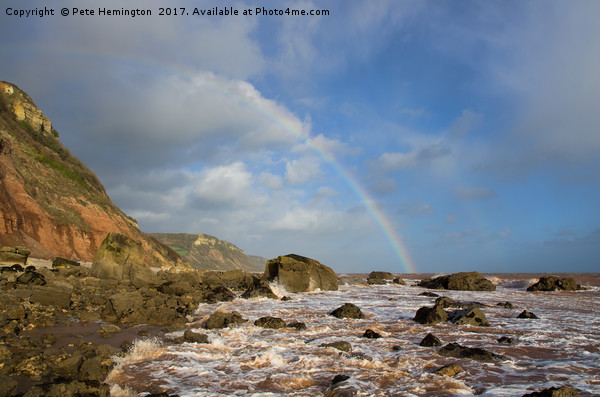 Rainbow over Dunscombe Cliff Picture Board by Pete Hemington