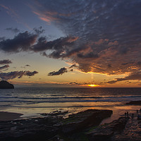 Buy canvas prints of Sunset at Trebarwith Strand by Pete Hemington