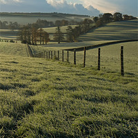 Buy canvas prints of Frosted fields in Mid Devon by Pete Hemington
