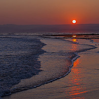 Buy canvas prints of Sunset over Exmouth beach by Pete Hemington