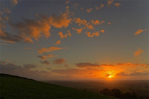 Sunset on Raddon Hill Picture Board by Pete Hemington
