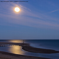 Buy canvas prints of Moon light at Exmouth by Pete Hemington