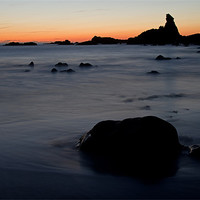 Buy canvas prints of Sunset over the sea at Hartland by Pete Hemington
