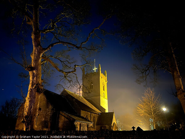 Linby Church by Night Picture Board by Graham Taylor