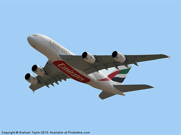 The Mighty Emirates Airbus A380 Picture Board by Graham Taylor