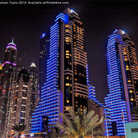 Buy canvas prints of Majestic Twin Towers of Dubai by Graham Taylor