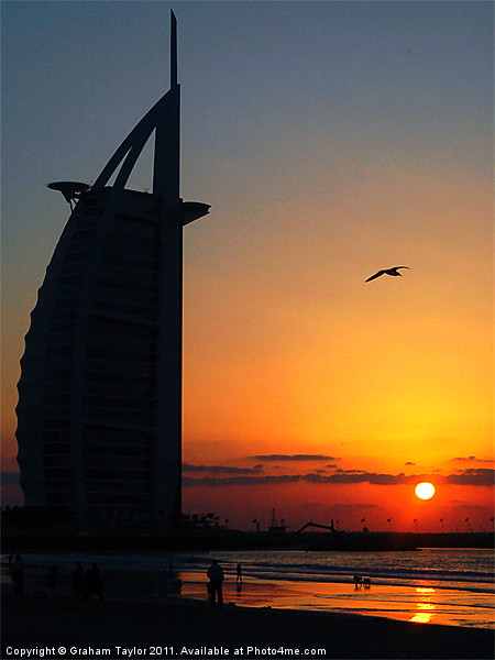 Sunset at the Burj Al Arab Picture Board by Graham Taylor