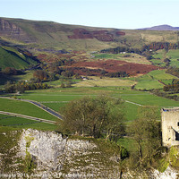 Buy canvas prints of Peveril Castle And Mam Tor. Hope Valley. by Darren Burroughs