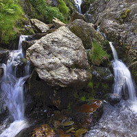 Buy canvas prints of Moss Beck Waterfall by Darren Burroughs