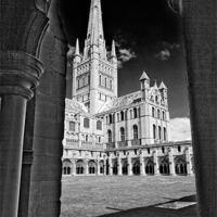 Buy canvas prints of Norwich Cathedral from the Cloisters by Darren Burroughs