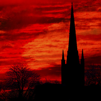 Buy canvas prints of Norwich Cathedral Sunset by Darren Burroughs