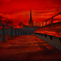 Buy canvas prints of Norwich Cathedral From The Jarrold Bridge by Darren Burroughs