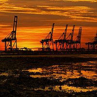 Buy canvas prints of Sunset At The Port Of  Felixstowe by Darren Burroughs