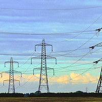 Buy canvas prints of Electricity Pylons across Suffolk by Darren Burroughs