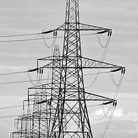 Buy canvas prints of Pylons Stacking Across Suffolk by Darren Burroughs